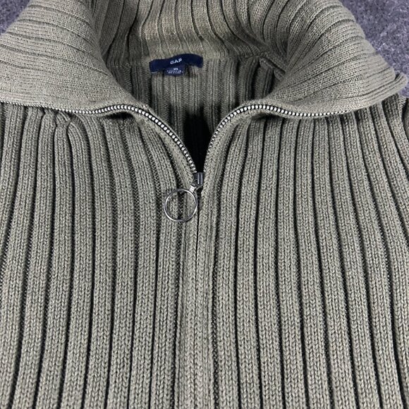 Vintage Gap Sweater Womens Size XL Green Ribbed Full Zip Mock Neck 90s Y2K 2002 - Picture 6 of 14